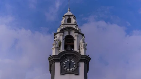 4k Timelapse - Big Clock Tower of Ipoh City,Malaysia with dramatic cloud Stock Footage 97834262