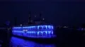 4k Timelapse blue illuminated paddle steamer and cruise ship night 4k or 4k+ Resolution