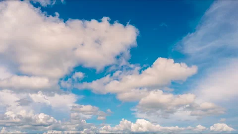 4K Timelapse blue sky white cloud bright and clear cloudy scenery. Beautiful lan Видео 153391536