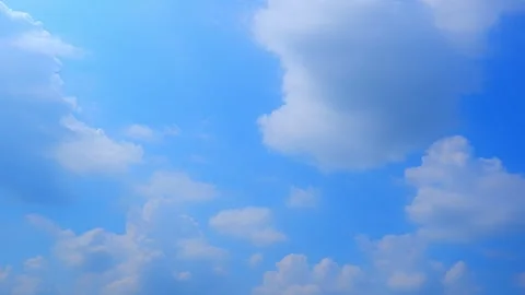 4K : Timelapse of the blue sky with white clouds, Time-lapse footage.  Stock Footage 267066074