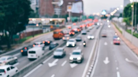 4k timelapse - blurred or defocused footage of a moving vehicles on a highway Stock Footage
