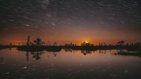 4k Timelapse. Bright Dramatic Trails Of Stars And Meteors. Stars Effect In Sky 스톡 동영상 242654514