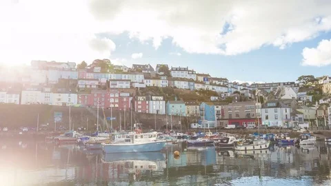 4K Timelapse at Brixham harbor, Devon, England. The fishing town in the UK 스톡 동영상 76409027