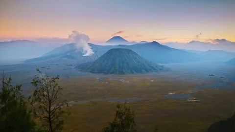 4K Timelapse of Bromo volcano at sunset, East Java, Indonesia Stock Footage 87996058