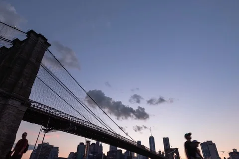 4K Timelapse of The Brooklyn Bridge Sunset shot from Dumbo, New York Stock Footage 93876959