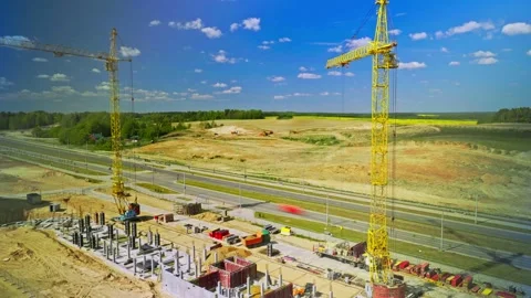4K timelapse of a busy construction site from above. Vídeos de archivo 312293237