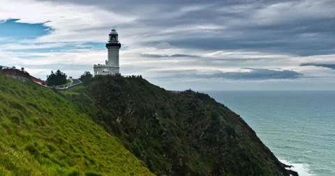 4K Timelapse Byron Bay Lighthouse Dark Clouds Stock Footage 139191800