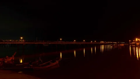4K TimeLapse Chalong pier during sunrise beautiful sky in Phuket thailand Stock Footage 116776830