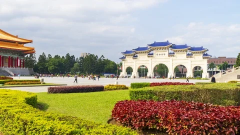 4K Timelapse of Chiang Kai Shek Memorial hall in Taipei City, Taiwan Stock Footage 127398564