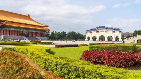 4K Timelapse of Chiang Kai Shek Memorial hall in Taipei City, Taiwan Stock Footage 127398570