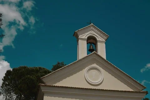 4k Timelapse church moving clouds blue sky Stock Footage 71290853