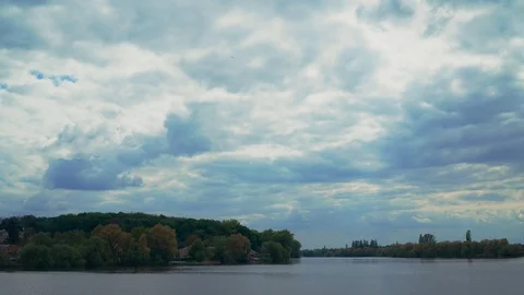 4k Timelapse Cinematic Clouds Over the River Stock Footage 107794331