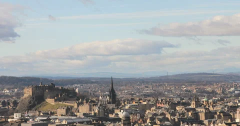 4k Timelapse of the city of Edinburgh, with view of the castle. Stock Footage 34299954