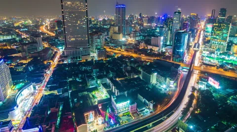 4k timelapse cityscape in middle of Bangkok Stock Footage 44399797