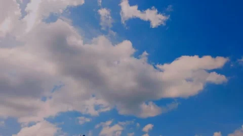 4k timelapse of clear blue sky and cumulus puffy fluffy soft white cloud Stock Footage 204737011