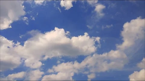 4k timelapse of clear blue sky and cumulus puffy fluffy soft white cloud Stock Footage 204737065