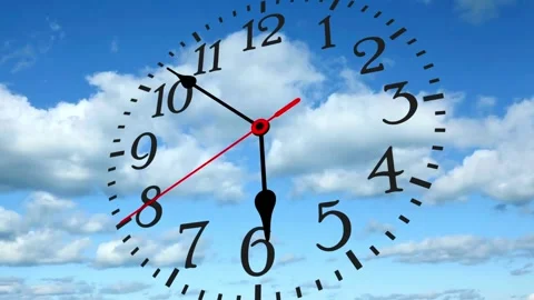 4K Timelapse of Clock pass through hour Analog Alarm Clock Almost Striking movie Stock Footage 336445152