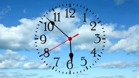 4K Timelapse of Clock pass through hour Analog Alarm Clock Almost Striking movie Stock Footage 336445155