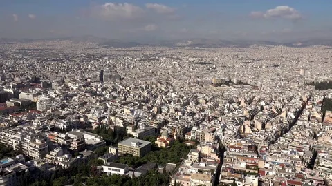 4K Timelapse cloud pass Athens metropolitan area crowded population building day Stock Footage 70734532