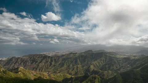 4K Timelapse of Clouds and Shadows over Anaga Hills, Tenerife Stock Footage 314263893
