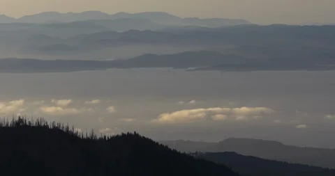 4K Timelapse of Clouds roll into Strait of Juan de Fuca at Sunset Stock Footage 111939126