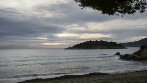 4K timelapse of cloudy sunset Mallorca, Spain Stock Footage 83826634