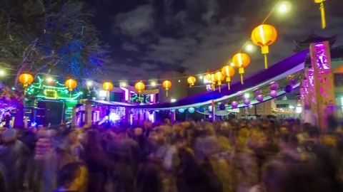 4K timelapse of crowd of people gathering on holiday in old chinatown Stock Footage 71192927