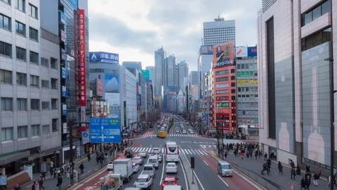 4K Timelapse of the crowded crossing at west side of the Shinjuku Video stock 103597709