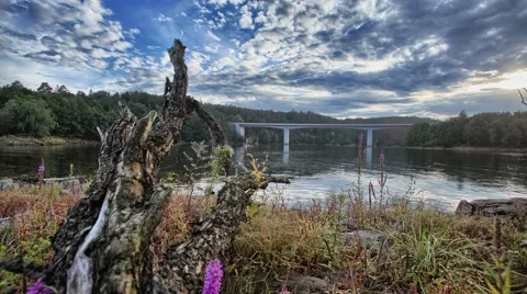 4K timelapse with dam and cloudy sky 스톡 동영상 67627430