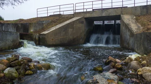 4k timelapse of dam on river. Stock Footage 61223522