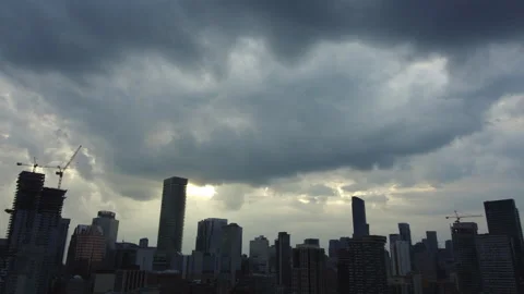 4K Timelapse of dark clouds over downtown Toronto Stock Footage 133394425