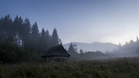 4K Timelapse of Dawn Under the Kralova Hola, Chamkova Stodola, Misty Morning Stock Footage 146765614