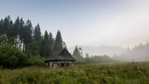4K Timelapse of Dawn Under the Kralova Hola, Chamkova Stodola, Misty Morning Stock Footage 146780033