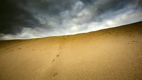 4k timelapse with desert landscape under cloudy sky. Stock Footage 154422492