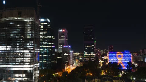 4k Timelapse, Downtown intersection Night city, Perth, Australia Stock Footage 219460797