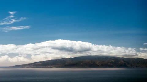 4K Timelapse of Dramatic Clouds Drifting Over La Gomera Island Horizon, Canary I Stock Footage 323852204
