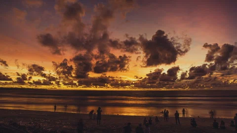 4K timelapse with dramatical sunset clouds over ocean, Bali Stock Footage 264748245