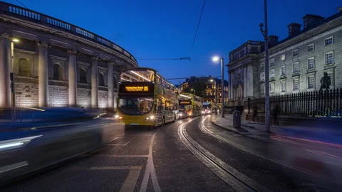 4K Timelapse of Dublin City Centre with Traffic and Trinity College Stock Footage 282814186