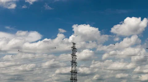 4K Timelapse Electric Transmission Tower Stock Footage 50291995