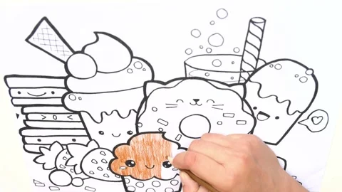 4K TIMELAPSE OF AN ELEMENTARY SCHOOL KID COLORING IN A COLORING SHEET Stock Footage 146226431