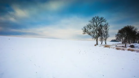 4k timelapse of empty snow field at winter Stock Footage 60225243