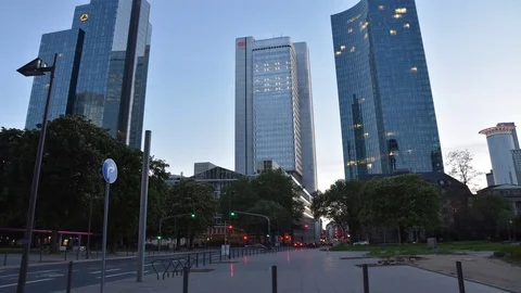 4K Timelapse evening rush hours in Frankfurt, Germany Stock Footage 82125525