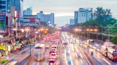 4K Timelapse of Evening traffic. The city lights. Stock Footage 39950813