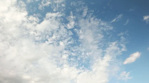 4K Timelapse of Fast Moving Clouds in Blue Sunny Sky, Time Lapse Stock Footage 116119423