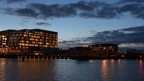 4K Timelapse fast moving train night time, Amsterdam Stock Footage 82184077