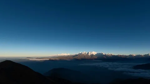 4K Timelapse - First light at sunrise at the annapurna range - himalaya Stock Footage 70262713