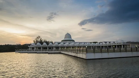 4k Timelapse of Floating Mosque Stock Footage 88360315