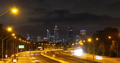 4K Timelapse, Foot bridge over freeway, Perth, Australia Stock Footage 211823871