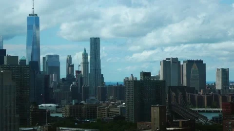 4k Timelapse Freedom tower world trade center brooklyn bridge day clouds Stock Footage 41233271