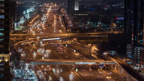 4K Timelapse of GCC Dubai UAE Traffic Rush Hour Stock Footage 143590602